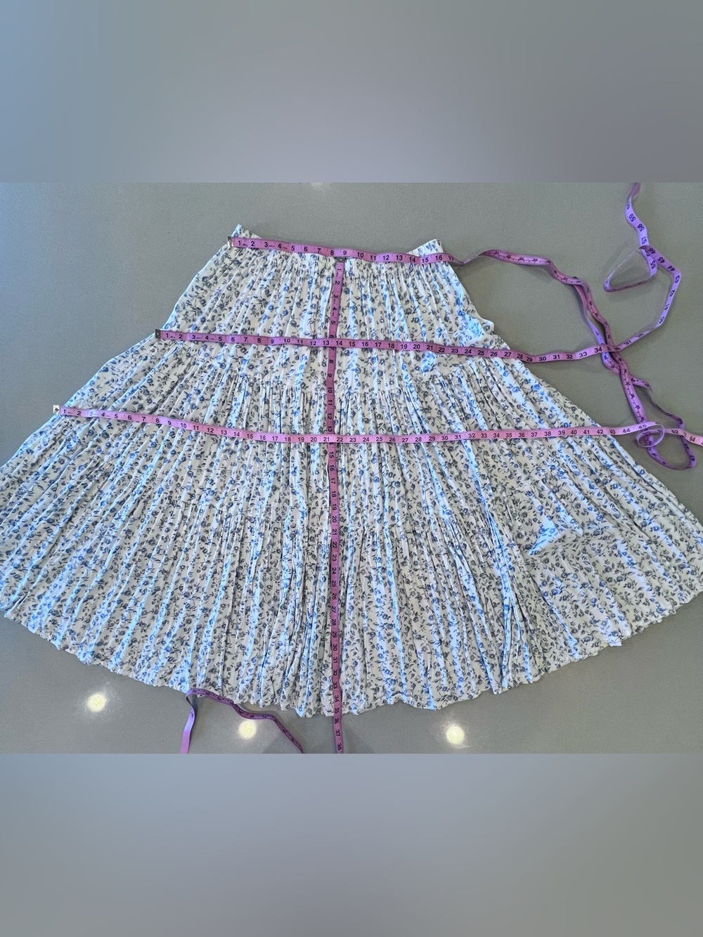 Vintage Floral Pleated Maxi Skirt by Tantrums Elastic Waist Boho Prairie Sz XL - Picture 6 of 11